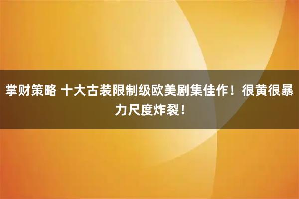 掌财策略 十大古装限制级欧美剧集佳作！很黄很暴力尺度炸裂！